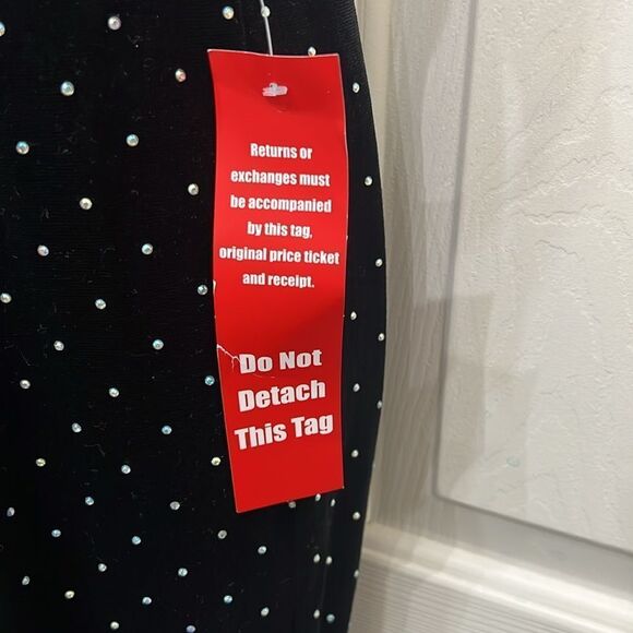 CRYSTAL DOLL Dress Sz 7 Black Velvet Diamond Studded VNeck Sleeveless Maxi - Picture 10 of 12